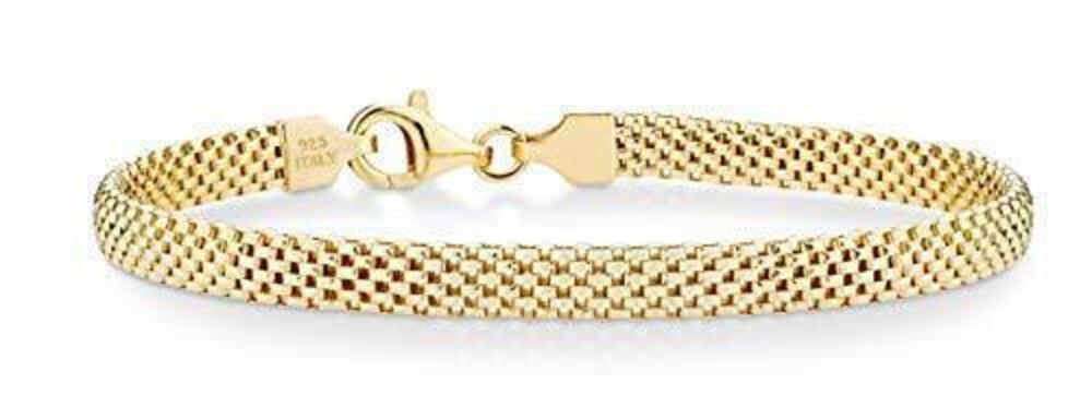 2203 18K Gold Plated 925 Sterling Silver Italian 5mm Mesh Link Chain